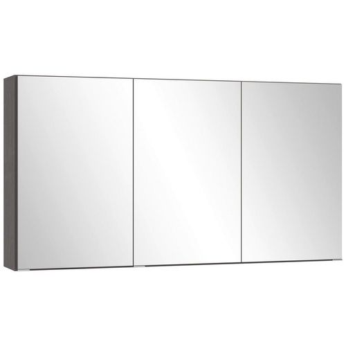 Held Spiegelschrank , Graphit , Glas , 6 Fächer , 120x64x20 cm , Made in Germany , Badezimmer, Badezimmerspiegel, Spiegelschränke