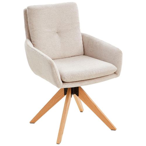 Livetastic Armlehnstuhl , Creme , Holz, Metall, Textil , Eiche , massiv , Füllung: Schaumstoff , konisch , 59x91x64 cm , Sitzfläche 360° drehbar ,