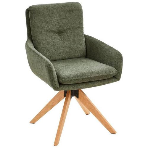 Livetastic Armlehnstuhl , Olivgrün , Holz, Metall, Textil , Eiche , massiv , Füllung: Schaumstoff , konisch , 59x91x64 cm , Esszimmer, Stühle,