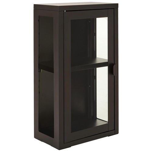 Xora Hängevitrine , Schwarz , Metall , 1 Fächer , 32x57x18 cm , Typenauswahl, hängend , Wohnzimmer, Wohnwände, Vitrinenschränke