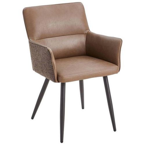 Livetastic Armlehnstuhl , Braun, Grau , Holz, Metall, Textil , Pappel , Sperrholz , Füllung: Schaumstoff , Rundrohr , 56x88x60 cm , Esszimmer, Stühle,
