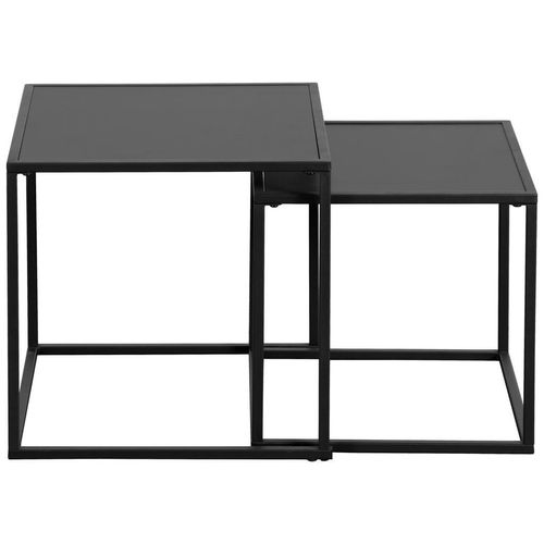 Boxxx Satztisch , Schwarz , Metall, Holzwerkstoff , 2-teilig , quadratisch , Flachrohr , 40x40x40 cm , Bsci , einfacher Aufbau , Wohnzimmer,
