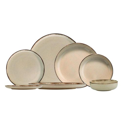 P & B Kombiservice , Creme , Keramik , 24-teilig , Uni , Essen & Trinken, Geschirr, Geschirr-Sets, Kombiservice