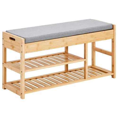 Xora Schuhbank , Grau, Natur , Naturmaterialien , 1-Sitzer , 2 Schubladen , Füllung: Schaumstoff , 90x45x30 cm , Garderobe