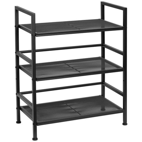 PBJ Schuhregal , Schwarz , Metall , 3 Fächer , 59x70x30 cm , Garderobe, Schuhaufbewahrung, Schuhregale