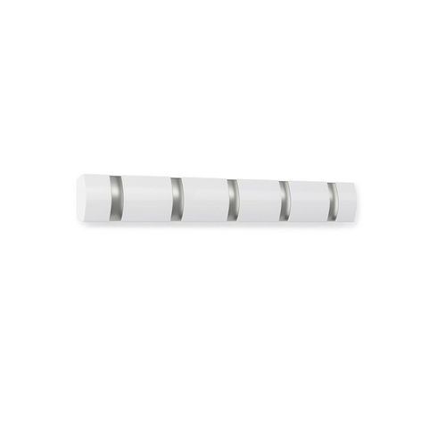 Umbra Wandgarderobe , Weiß, Nickel , Holz, Metall , Pappel , 51x6x3 cm , Garderobe, Garderobenleisten & Garderobenhaken