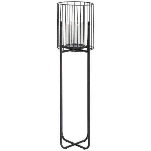 Windlicht , Schwarz , Metall, Glas , 22x73x22 cm , Glaseinsatz , Dekoration, Windlichter & Laternen, Windlichter