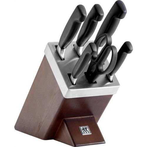 Zwilling Messerblock ZW 4* Selbstschärfender MB , Esche , Holz , 7-teilig , Esche , Kochen, Küchenmesser, Messersets