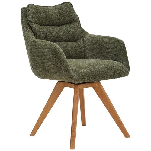 Linea Natura Armlehnstuhl , Grün, Eiche , Holz, Textil , Eiche , vollmassiv , konisch, eckig , 59x86x69.5 cm , Stoffauswahl, Typenauswahl,