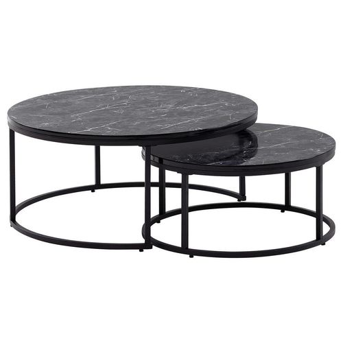 Mid.you Satztisch , Schwarz , Holzwerkstoff , 2-teilig , rund , eckig , 80x36x80 cm , Wohnzimmer, Wohnzimmertische, Satztische