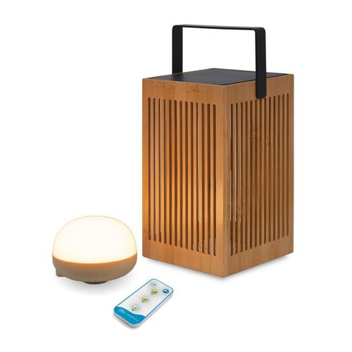 New Garden LED-AUßENLEUCHTE Okinawa , Braun , Naturmaterialien , 14.5x24x14.5 cm , LED-Leuchtmittel austauschbar, tragbar, kabellos, aufladbar über