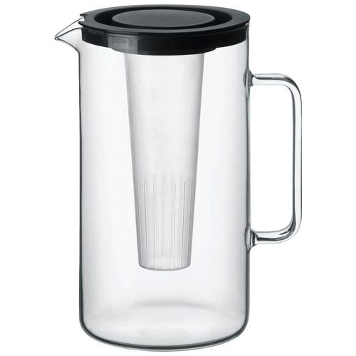Novel Glaskrug , Klar, Schwarz , Glas , 2500 ml , 25.2 cm , Lfgb , Ausgießer, Siebeinsatz, Eiseinsatz , Kaffee & Tee, Kannen, Karaffen