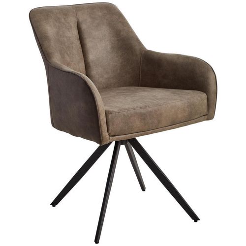 Livetastic Armlehnstuhl , Braun, Hellbraun , Holz, Metall, Textil , Pappel , Sperrholz , Drehkreuz , 62x83x62 cm , Sitzfläche 360° drehbar ,