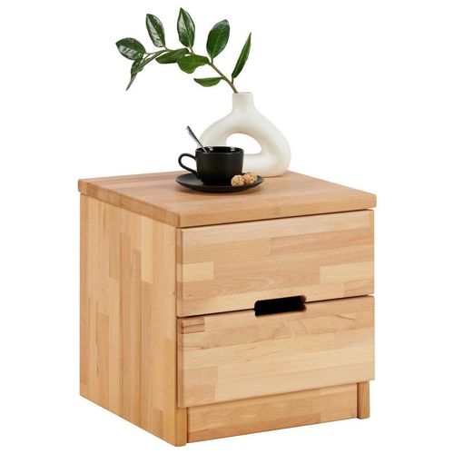 Mid.you Nachtschrank , Holz , Kernbuche , massiv , 2 Schubladen , 40x40x40 cm , Holzmöbel, Holztische, Nachttische Holz