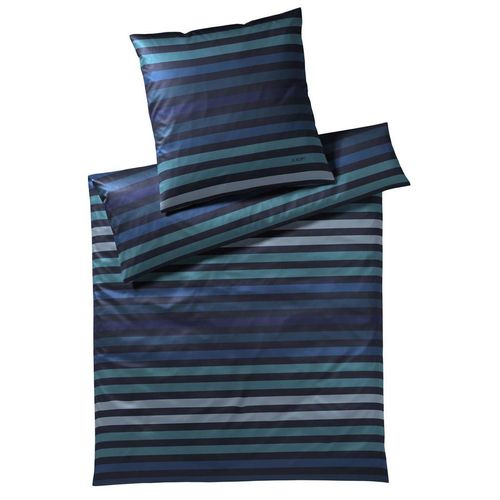 Joop! Bettwäsche Tone , Dunkelblau, Petrol , Textil, Naturmaterialien , Streifen , 135x200 cm , Textiles Vertrauen - Oeko-Tex® , schadstoffgeprüft,