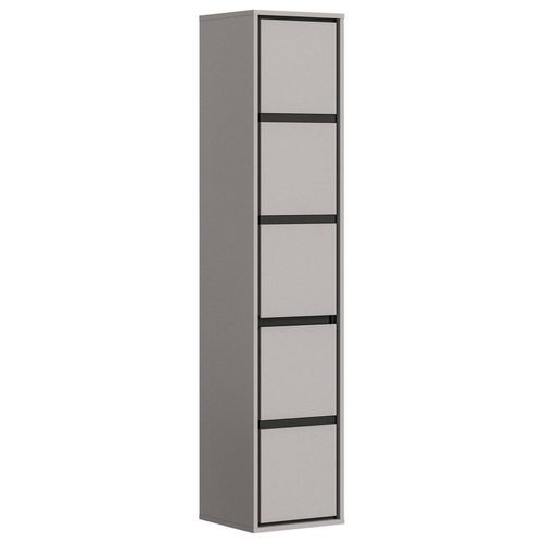 Mid.you Hochschrank , Grau, Schwarz , Holzwerkstoff , Uni , 4 Fächer , 35x163x31 cm , hängend , Badezimmer, Badezimmerschränke, Hochschränke