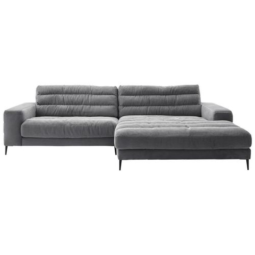 Dieter Knoll Ecksofa Badia , Dunkelgrau , Textil , 4-Sitzer , Füllung: Polyurethan (Pur) , Ottomane rechts , 296x207 cm , Goldenes M, DGM ,