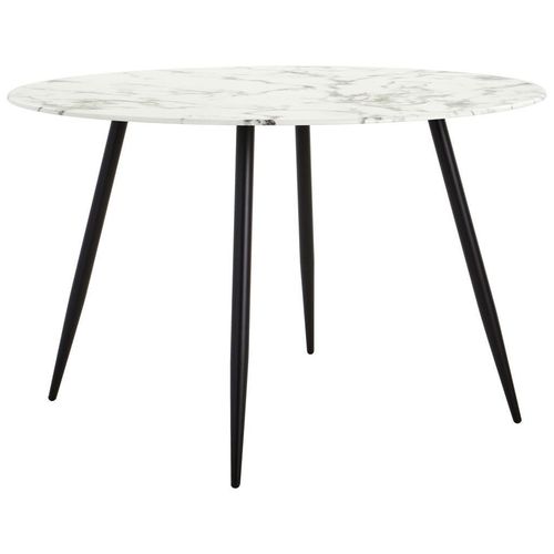 Mid.you Esstisch Marmoroptik , Weiß , Metall, Glas , rund , Rundrohr , 120x76x120 cm , Esszimmer, Tische, Esstische, Glastische