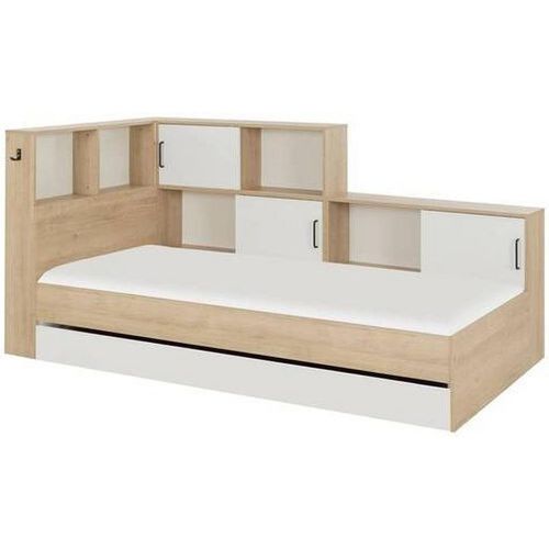 Mid.you Stauraumbett , Natur, Weiß , Holzwerkstoff , 5 Fächer , 1 Schubladen , 90x200 cm , ISO 9001, Pefc , Bettkasten , Kinder- & Jugendzimmer,