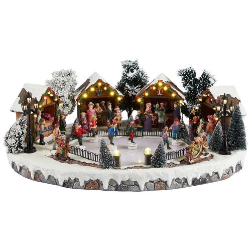 X-Mas Dekospieluhr , Braun, Grün, Rot, Weiß , Kunststoff , 44x18x30 cm , Dekoration, Weihnachtsdekoration, Winterdeko