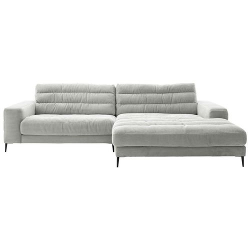 Dieter Knoll Ecksofa Badia , Hellgrau , Textil , 4-Sitzer , Füllung: Polyurethan (Pur) , Ottomane rechts , 296x207 cm , Goldenes M, DGM ,