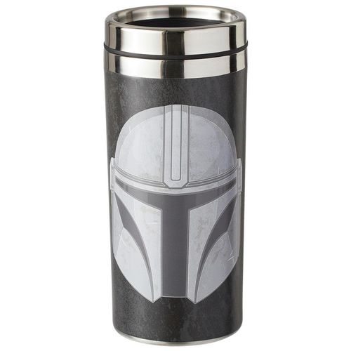 Star Wars Thermobecher Mandalorian , Schwarz, Weiß , Metall , 18.3x8x18.3 cm , Kaffee & Tee, Tassen, Thermobecher