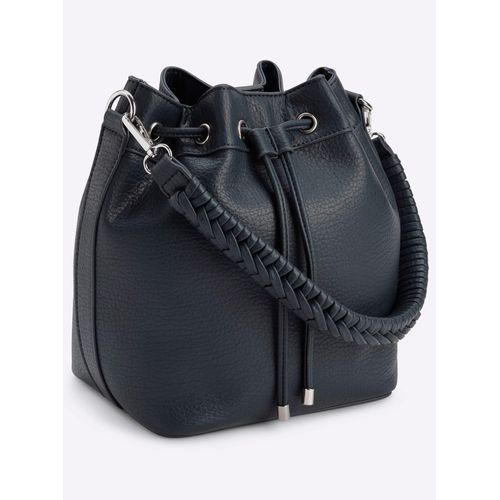 Beuteltasche HEINE, Damen, Gr. B/H/T: 20cm x 25cm x 15cm, blau (marine), Viskosemischung, Metall, unifarben, Taschen