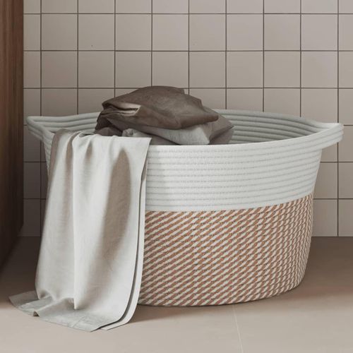 Aufbewahrungskorb Und Weiß Ø Baumwolle | Farbe: Braun | Größe: 40 x 25 cm