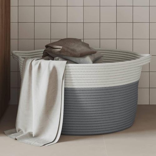 Aufbewahrungskorb Und Weiß Ø Baumwolle | Farbe: Grau | Größe: 40 x 25 cm