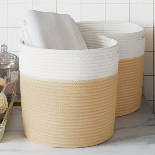 Aufbewahrungskorb Und Weiß Ø Baumwolle | Farbe: Beige | Größe: 28 x 28 cm