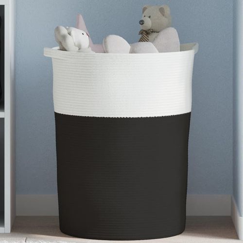 Aufbewahrungskorb Und Weiß Ø49X65 Cm Baumwolle | Farbe: Schwarz