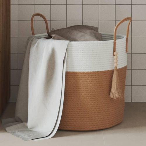 Aufbewahrungskorb Ø40X35 Cm Baumwolle | Farbe: Braun und Weiß