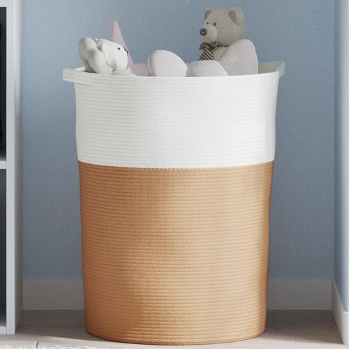 Aufbewahrungskorb Und Weiß Ø49X65 Cm Baumwolle | Farbe: Braun