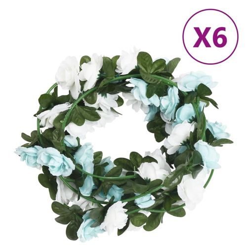 Weihnachtskränze Blumen 6 Stk. Rosarot Champagnerfarben 215 Cm | Farbe: Blau und weiß