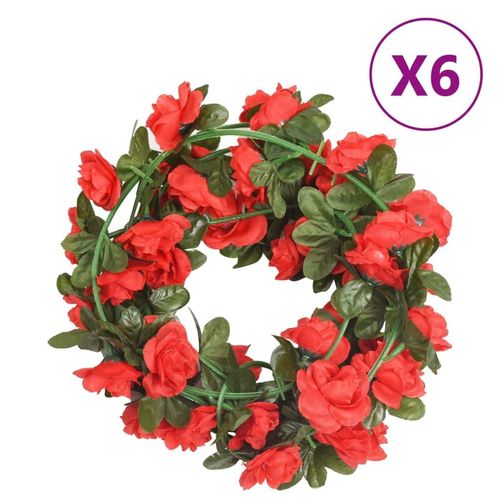 Weihnachtskränze Blumen 6 Stk. Rosarot Champagnerfarben 215 Cm | Farbe: Rot