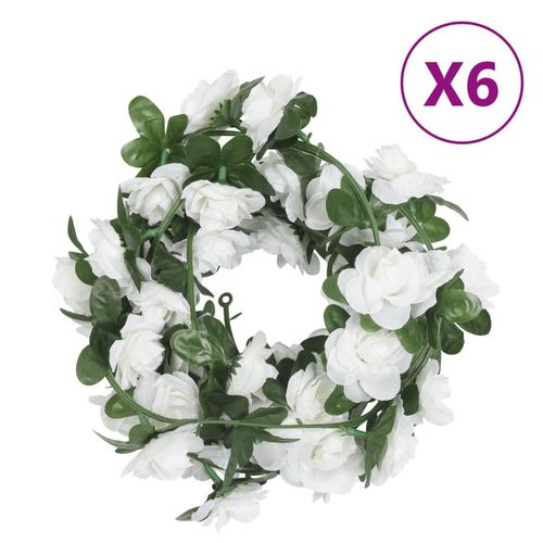 Weihnachtskränze Blumen 6 Stk. Rosarot Champagnerfarben 215 Cm | Farbe: Weiß