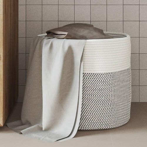 Aufbewahrungskorb Und Weiß Ø Baumwolle | Farbe: Grau und Weiß | Größe: 40 x 35 cm
