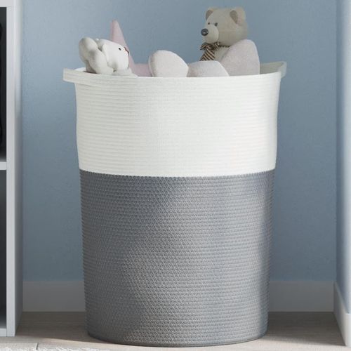 Aufbewahrungskorb Und Weiß Ø49X65 Cm Baumwolle | Farbe: Grau