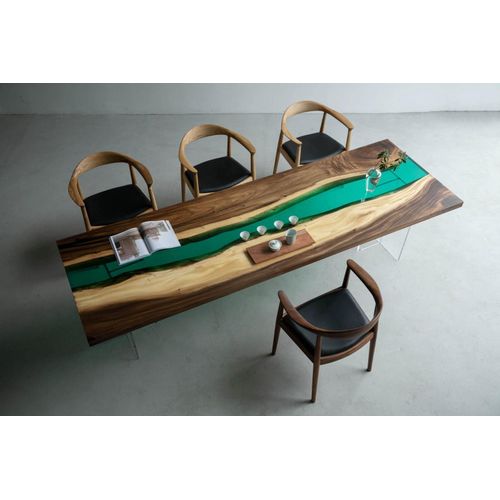 Epoxidharz Esstisch River Table Echtes Holz Massiv Tische 220x90 Flusstisch Neu