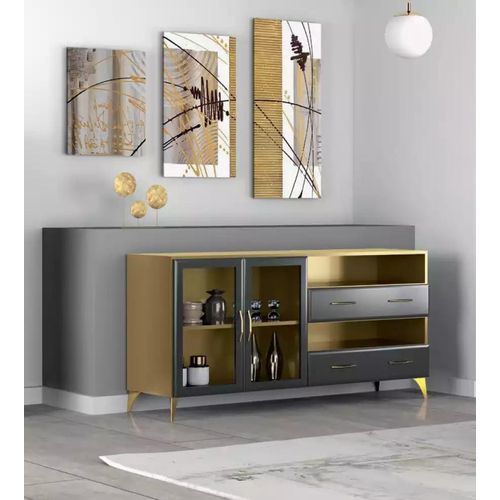 Wohnzimmer Set Schreibtisch Sideboard Bücherregal 3tlg. Tisch Möbel Holz