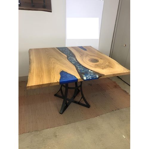 Esstisch River Table Echtes Holz Flusstisch 110x110 Massive Tische Epoxidharz