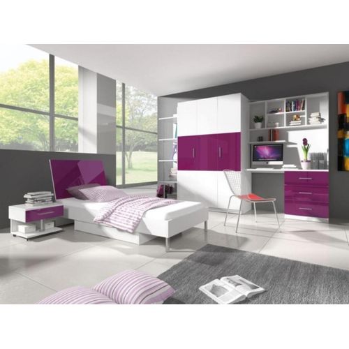 Bett + Nachttisch Kinderzimmer Möbel Bett Kinderbett Nachttisch 2tlg. Lila Neu