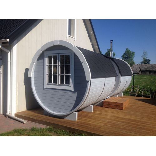 Fasssauna Saunas Fass Außensauna Sauna Garten 227cm Haus Holz Trockensauna 4-6