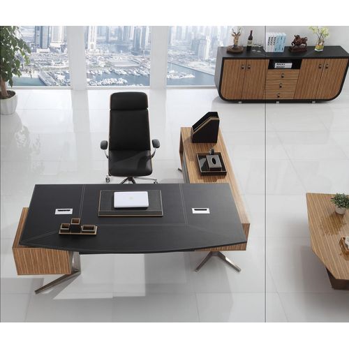 Designer Büro Arbeit Zimmer Set Sessel Eckschreibtisch Komplett Set Möbel 2tlg.