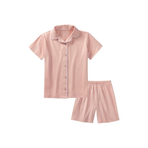 Pyjama BUFFALO, Kinder, Gr. 122/128, rosa, Single Jersey, Obermaterial: 100% Baumwolle, unifarben, Basic, Rundhals, Kurzarm abgesteppte Kante, Homewear-Sets, aus weicher Single Jersey Qualität