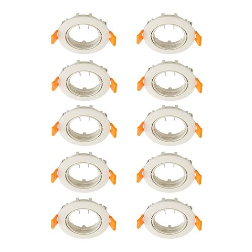 Prios Deckeneinbauleuchte Fibur, beige, Zink, Ø 8,2 cm, 10er
