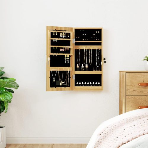 Spiegel-Schmuckschrank Mit Led-Beleuchtung Wandmontage | Farbe: Braun