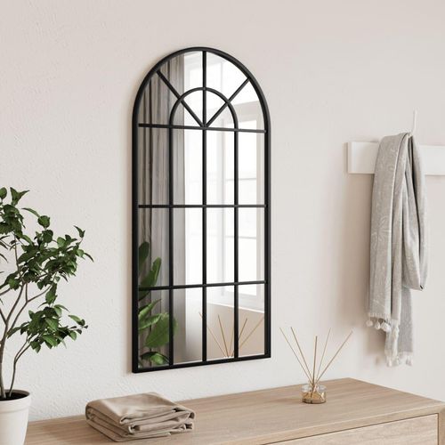 Wandspiegel Schwarz Gewölbt Eisen | Größe: 40 x 80 cm