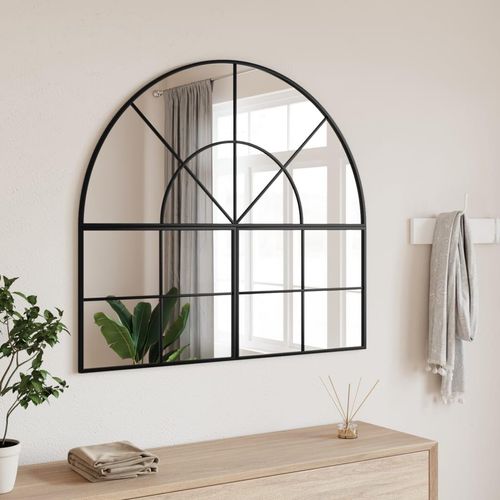 Wandspiegel Schwarz Gewölbt Eisen | Größe: 100 x 90 cm