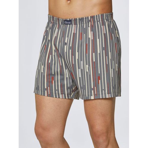 Boxershorts KINGS CLUB, Herren, Gr. 12, grau (grau, bedruckt), 100% Baumwolle, Unterhosen